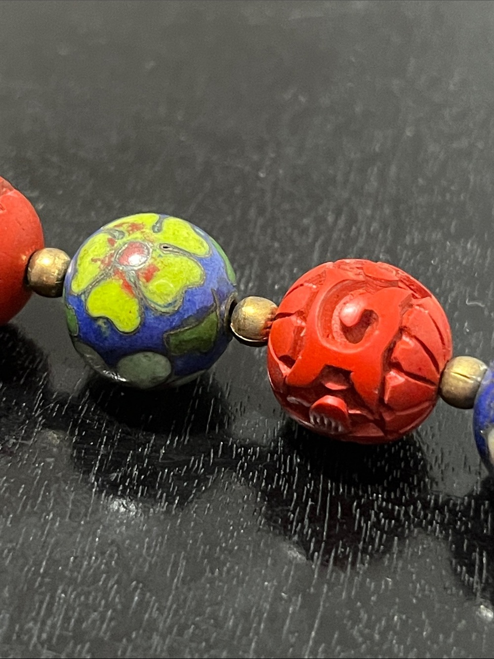 Antique cinnabar and cloisonné Elephant Pendant Beaded Necklace - Women Jewelry - Picture 9 of 10